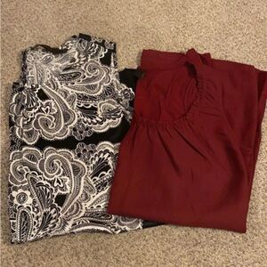 The Limited Black/White Paisley and Red Blouse Bundle